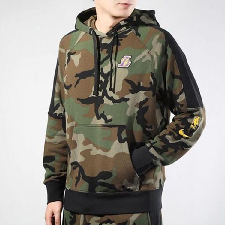 Nike Lakers Pullover Hoodie Men Tops Camo-Green BQ5030-222