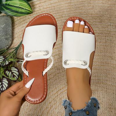 Fashion Women Slippers Square Head Cross Flat Summer Sandals Simple Beach Slippers Fashion Outdoor Lightweight Shoes Home Slides Women