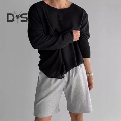 Jaro Podzim Muži Top Kulatý výstřih Dlouhé Rukávy Tenké Vyhloubené Jednobarevné Volné Pulovr střední délky Hip Hop Streetwear Mikina