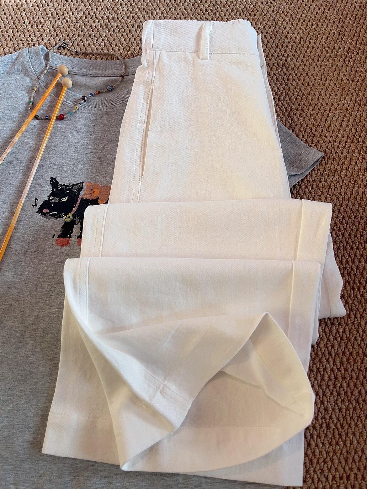 Women s Summer White Linen Wide-Leg Drawstring High-Waisted Slimming Casual Pants Medium белый