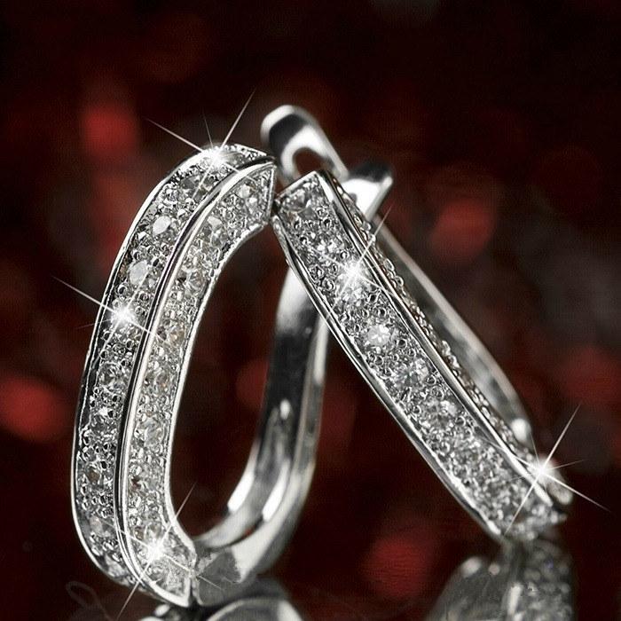

Fashionable U-shaped Zircon Earrings Sparkling Diamond Studded Metal Earrings Women s Party Wedding Accessories Jewelry Gifts серебряный