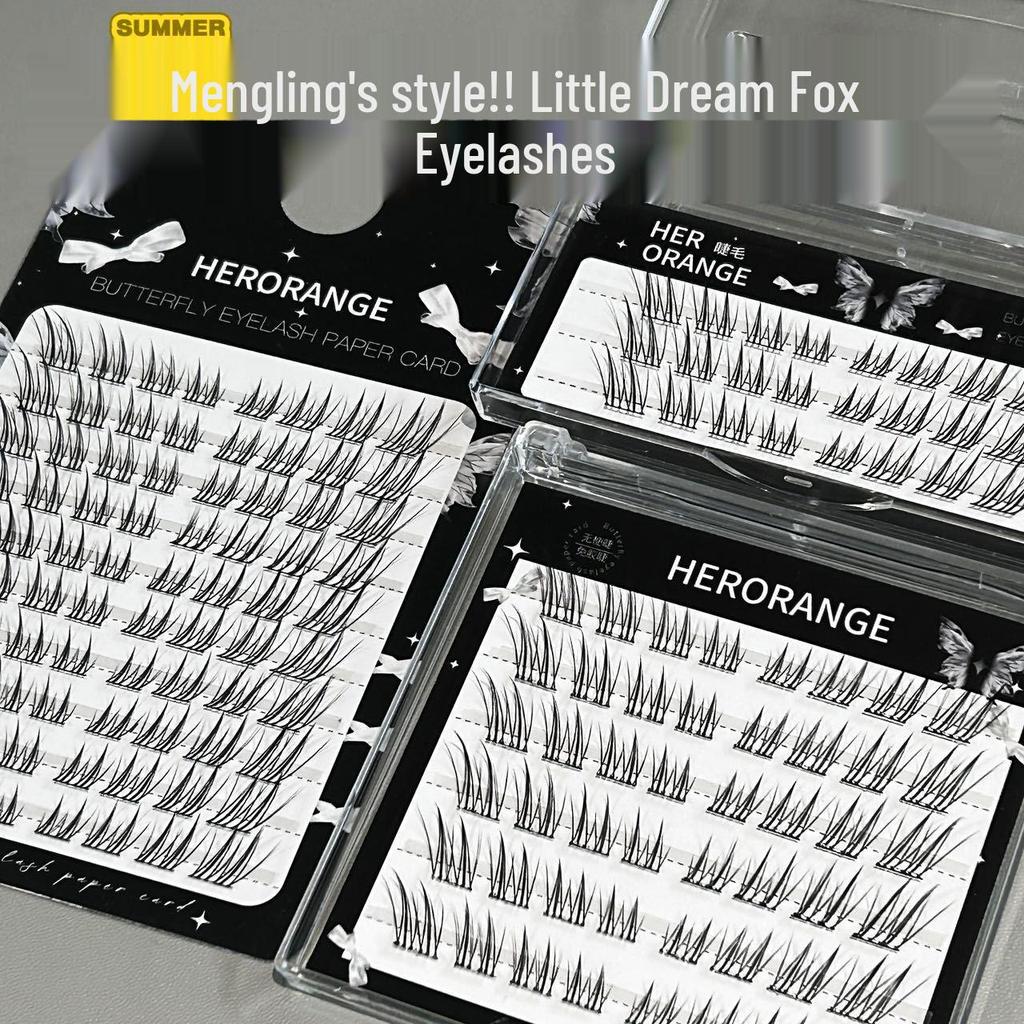 HERORANGE Dream Fox Glue-Free Cluster Eyelashes – Natural, Dense, Fox-Eye Look for Beginners