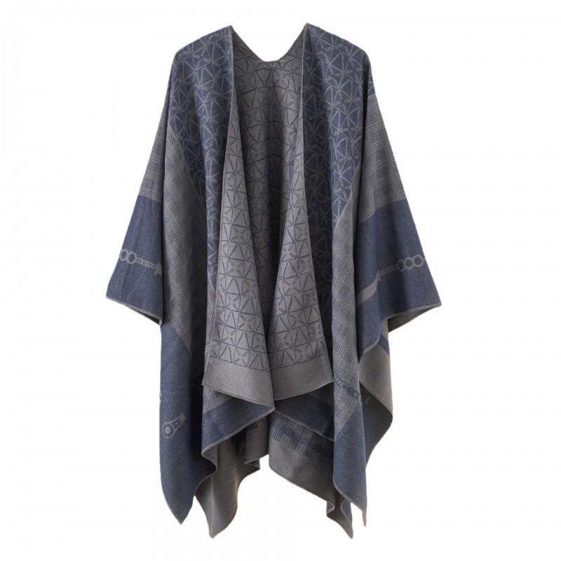 Bohemian Style Knitted Shawl With Fringe Geometric Warm Faux Cashmere Wrap Scarf Women
