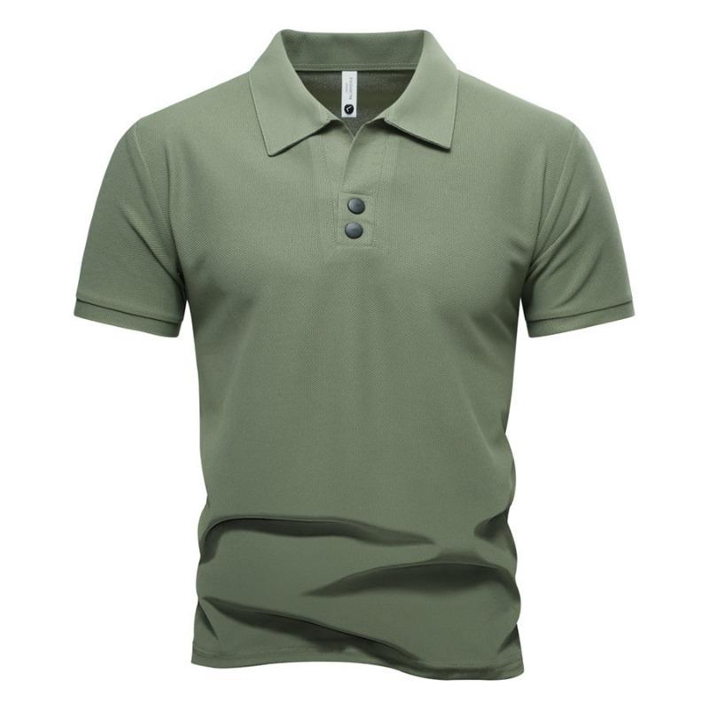 Herren Schwarzes Kurzarm Unifarbenes Poloshirt