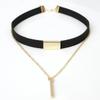 2024 New Black Velvet Choker Necklace Strip Rope Chain Bar Square Tube Chocker Women Collar Mujer Collier Femme Ras Du Cou