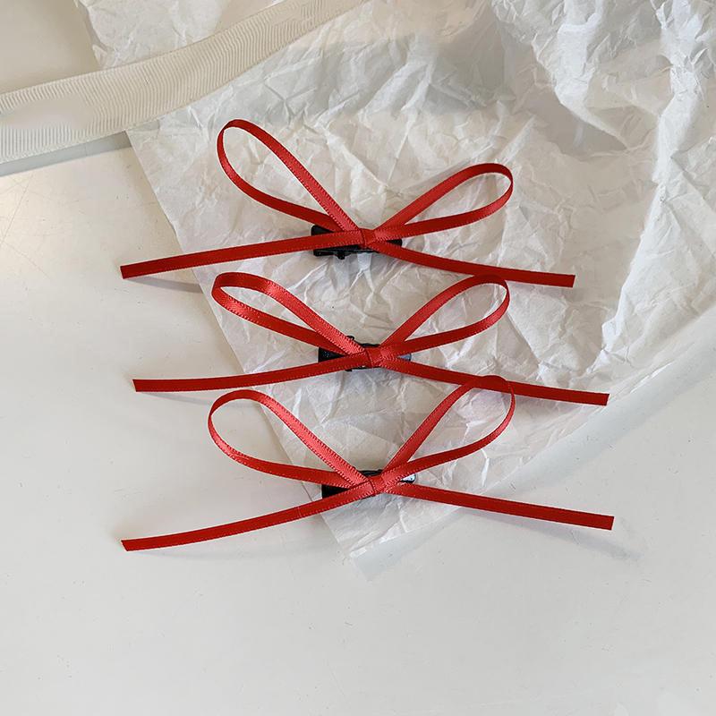 3Pcs Sweet Thin Silk Ribbon Bowknot Hair Clips  Cute Barrettes For Women Girls Colorful Lace Hair Clip Hair Accessories
