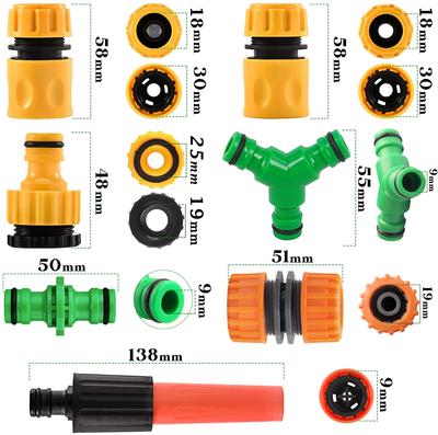 15Pcs Garden Hose Connector Set, Quick Connectors for Pipe Repair, 3 Tap Extender, Irrigation Accessories