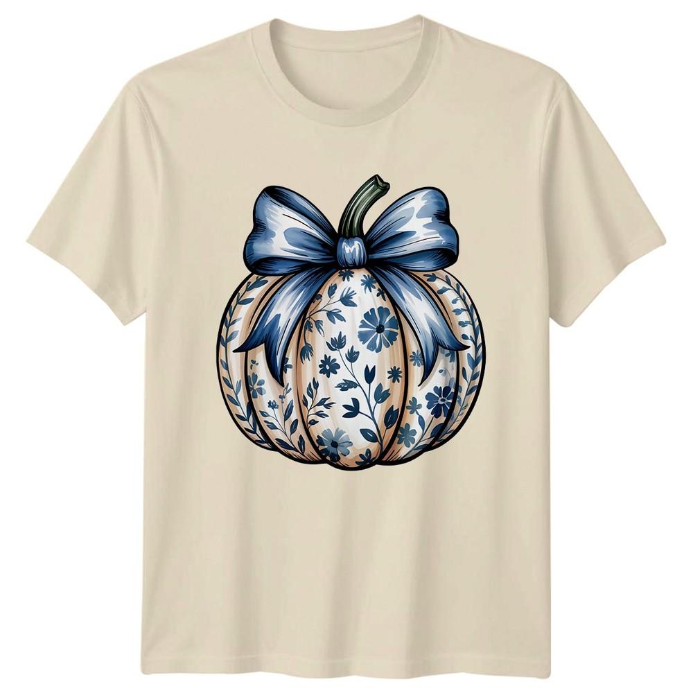 Floral Decorative Pumpkin Autumn Unisexs TShirt Unisexs Graphic Tee Seasonal