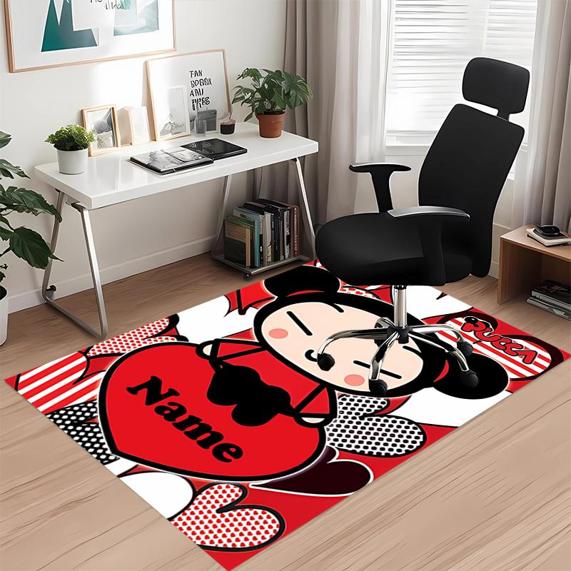Custom Name Pucca Printed Carpet, for Office Chair Living Room Bedroom Kitchen Room Decor Gifts.