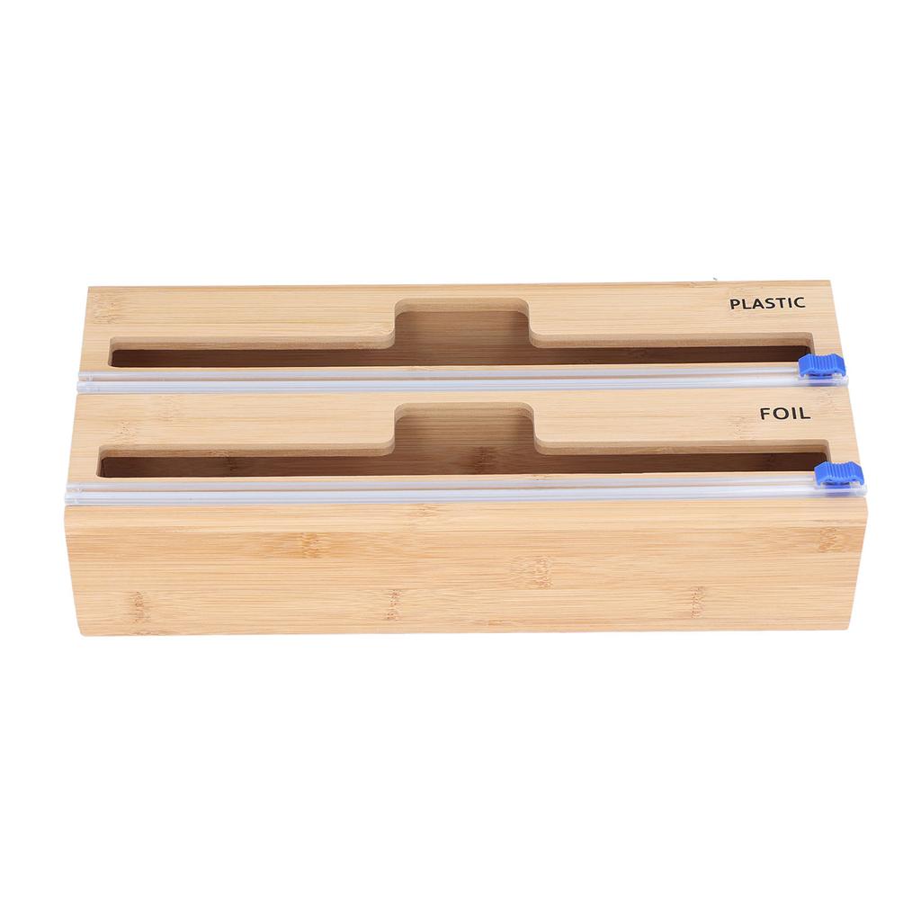 Plastic Wrap Dispenser Natural Bamboo Food Grade Easy Operation Durable Aluminum Foil Dispenser