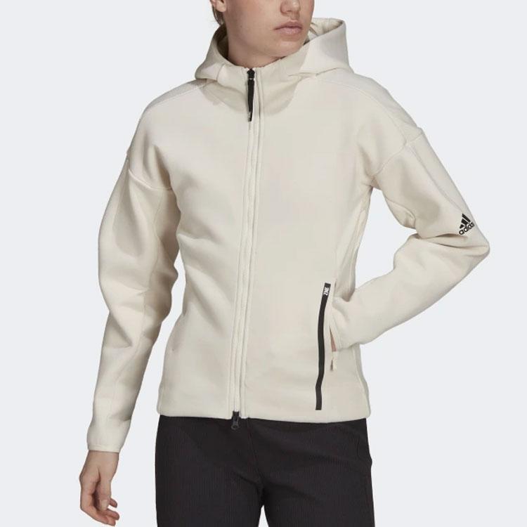 Adidas W Z.N.E Fz Logo Zip-Up Hoodie Women Jackets Yellow White H40976