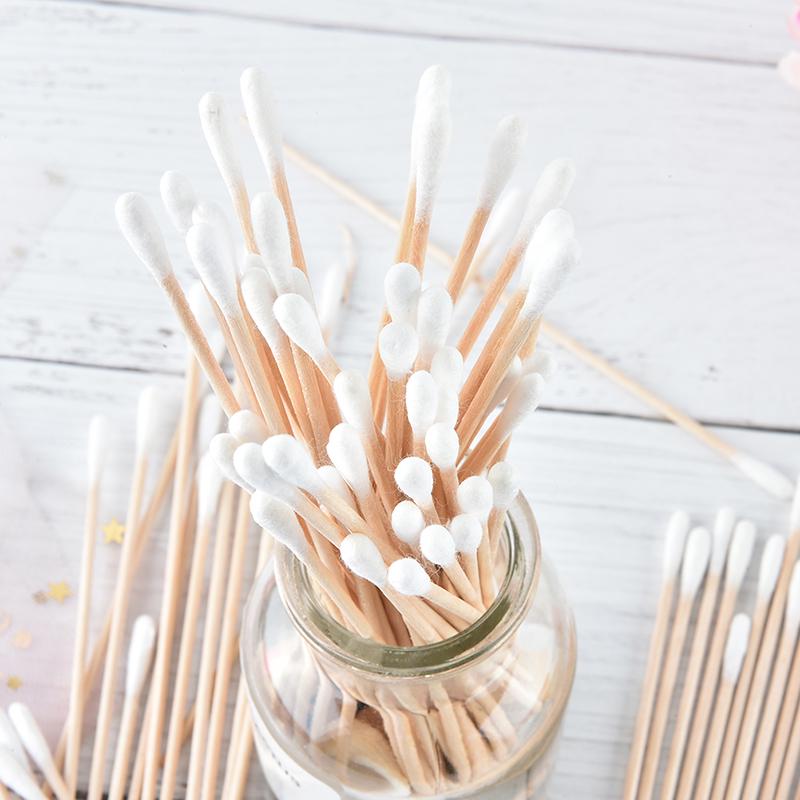 100Pcs Medical Swabs 6'' Long Wood Handle Sturdy Cotton Applicator Swab Q-Tip