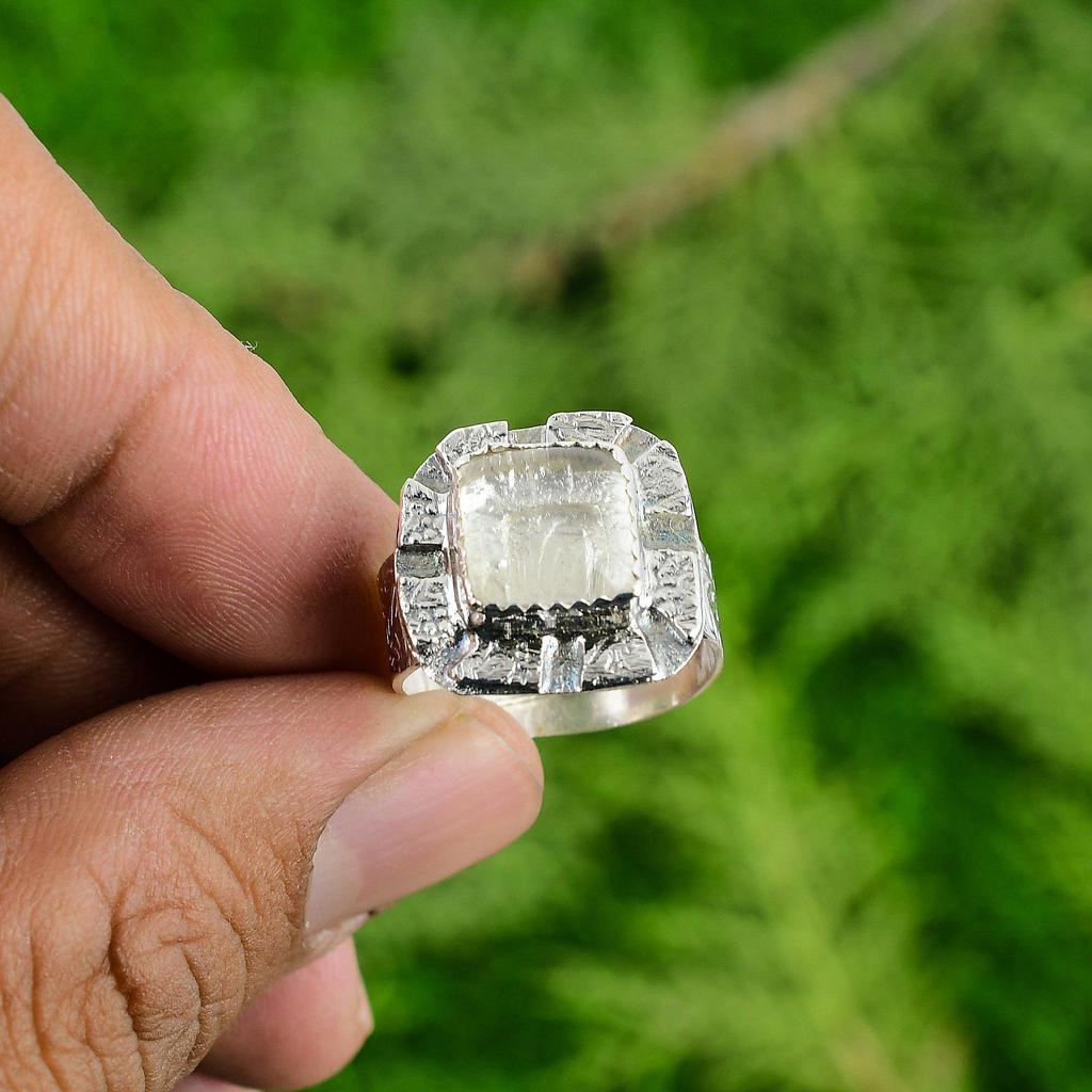 Crown Chakra Moonstone Gemstone Sterling Silver Statement Bezel New Ring Jewelry