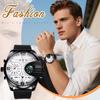 Men's Watch PU Leather Band 3 Time Zone Display Analog Display Quartz Waterproof Compass Design Large Dial Sports Watch Outdoor Easy To Read Casual
