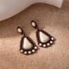 Bohemian Turquoise Geometric Drop Earrings Vintage Statement Dangle Earrings for Women Retro Fashion Jewelry Trendy Boho Accessories