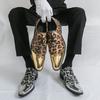 22 autumn and winter new European and American leopard print business dress leather shoes large size groom wedding shoes