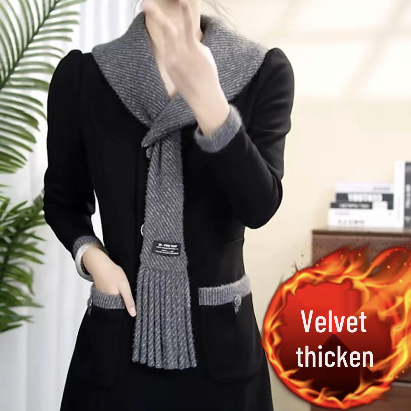 

2026 Autumn/Winter Slimming Patchwork Skirt with Scarf Collar Design L (105-115 jin)