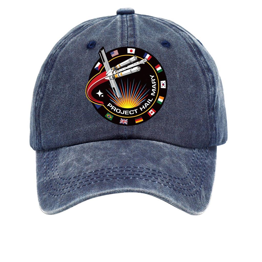 Washed Cotton Baseball Cap With Printed Distressed Soft Top Denim Hat For Men, European And American Retro Hat