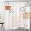 Nordic Wind Abstract Art Shower Curtain Waterproof Polyester Fabric Bath Curtain Morandi Color Block Curtains for Bathroom Decor