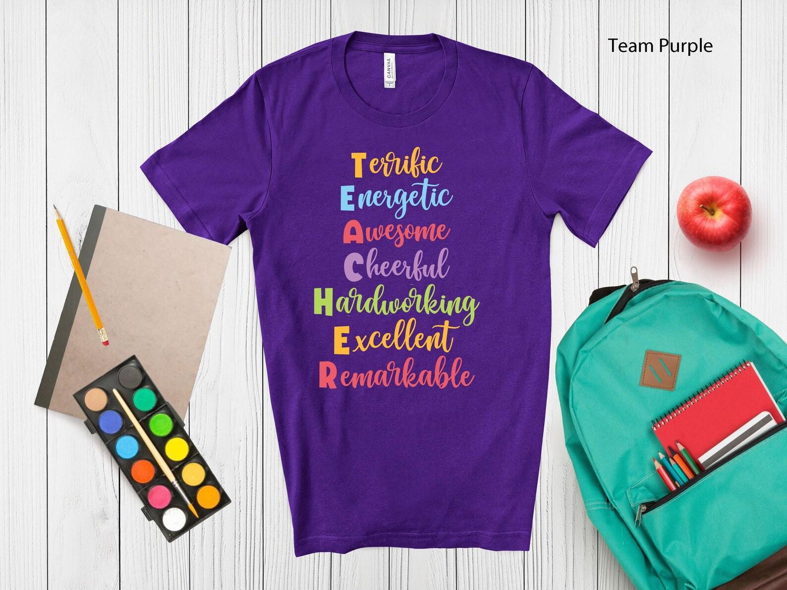 Teacher T-Shirt | Colorful Adjectives, Classroom Humor Tee 2XL