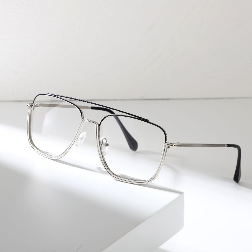 Pilot Double Beam Metal Men'S Myopia Glasses Frame Commuter Glasses Frame Two-Color Frames