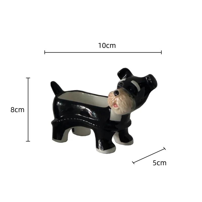 

Creative and Cute Cartoon Puppy Schnauzer Ceramic Storage Tray Desktop Storage Container Candlestick Home Decoration