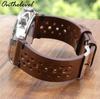 Available Porous Genuine Leather Watch Strap, Quick Release, Brown Cracked Pattern, Sizes: 18mm, 20mm, 22mm, 24mm.