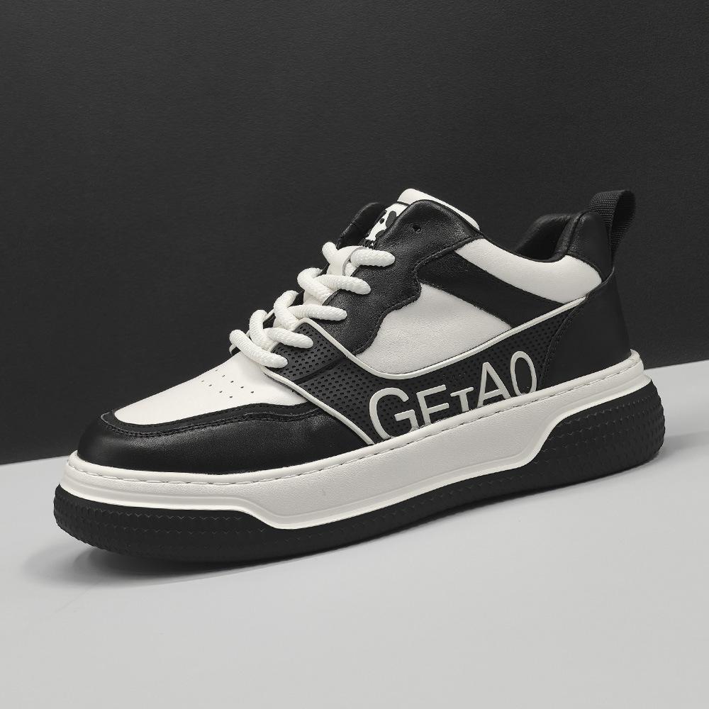 Raw high-end sports and leisure shoes board shoes trendy shoes leather light luxury thick sole 38