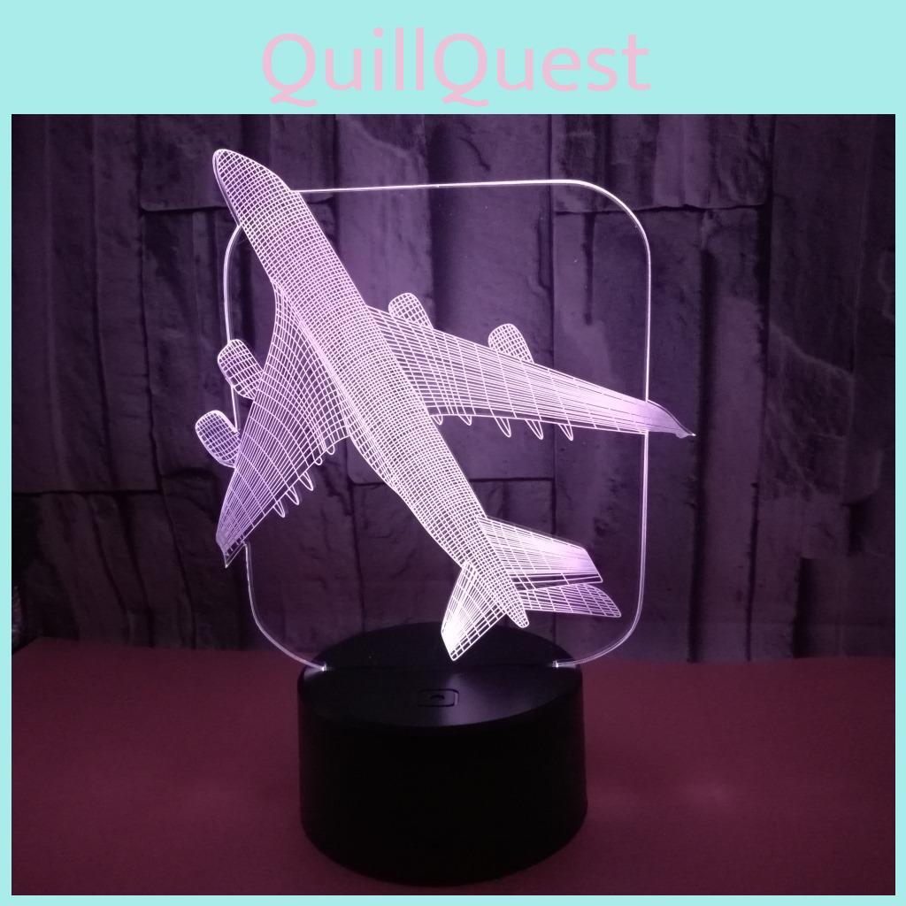3d Airplane Night Light Kids Bedside Lamp 16 Colors Changing With Control Remote