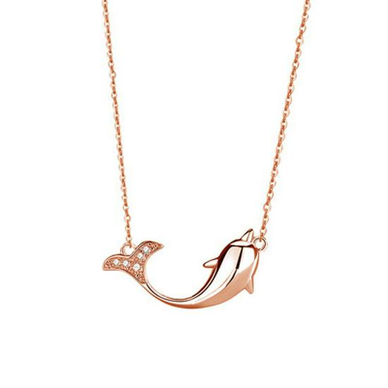 Silver Plated 925 Dolphin Love Necklace for Women - Korean Style Clavicle Chain with Simple Versatile Pendant