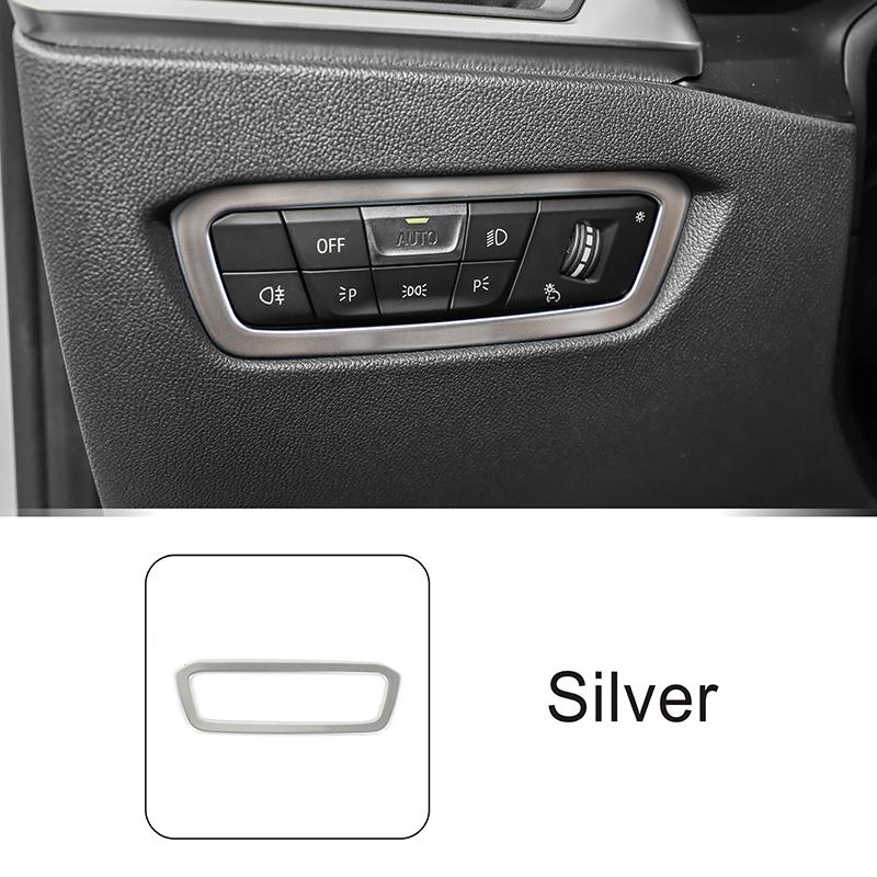

Stainless Steel Headlight Switch Frame Decoration Cover Trim For BMW 3 Series G20 G28 - Car Styling Interior Accessories срібний