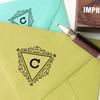 Printtoo Inverted Triangle Swirl Border Letter C Monogram Wood Mounted Rubber Stamp