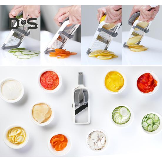 1 sada Multifunkční ruční kráječ zeleniny Nastavitelná tloušťka čepele z nerezové oceli Protiskluzová rukojeť Ovoce Mrkev Brambor Řezák na ředkvičky