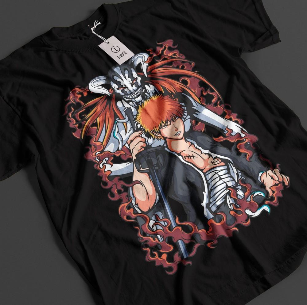 Bleach Anime Shirt Ichigo Bankai T-Shirt Byakuya Tshirt Aizen Zaraki Unisex Tee