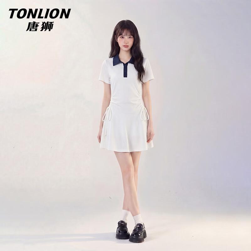 TonLion Women s Polo Collar Drawstring A-Line Mini Dress XL