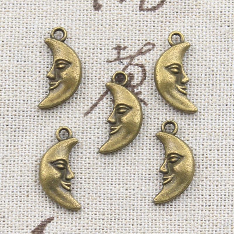

15pcs Charms Moon Face 19x9mm Antique Bronze Silver Color Pendants Making DIY Handmade Tibetan Finding Jewelry