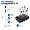 10Pcs Magnetic Soldering Helping Hands, Flexible Pcb Holder With Alligator Clips & Storage Box For Electronics Repair Diy