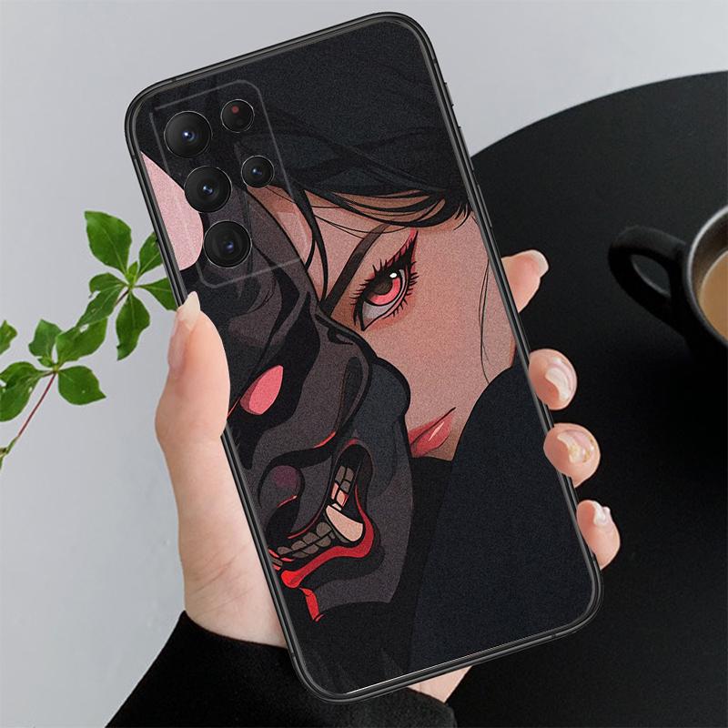 

Чехол для телефона Samsung A55 A16 A56 A36 A35 A15 A53 A54 A33 A34 A25 A05S A52 A52S A14 A26 A71 Аниме Девушка С Маской Они A15