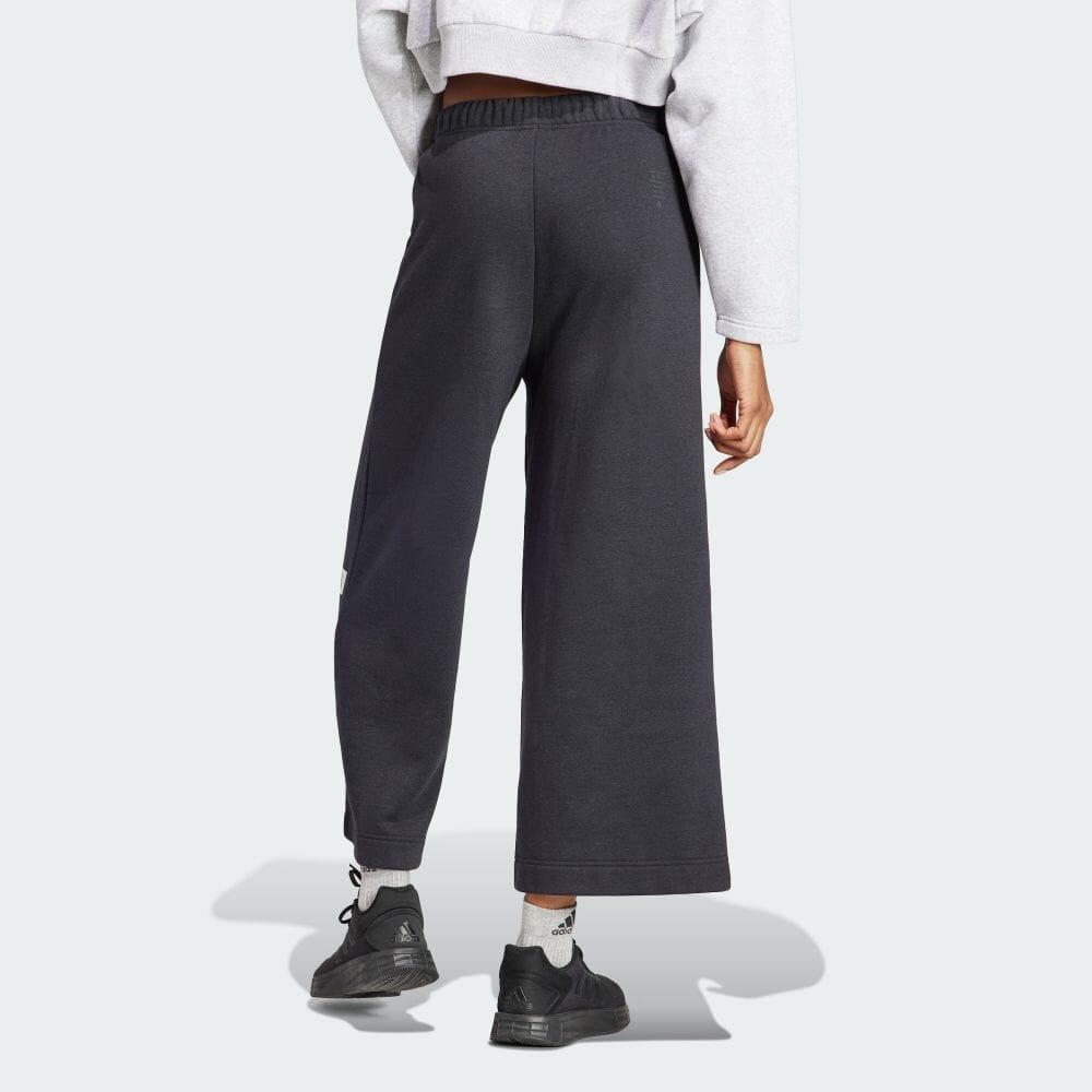 Adidas Long Pants Solid Color Logo Drawstring Sports Pants Women Pants Dark-Gray IS7485
