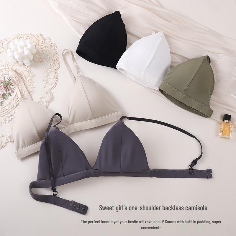 Southeast Asia Cross-border Hot Selling French Triangle Bra: Wireless, Fixed Cups, Thin Straps, Beautiful Back Design