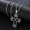 Retro Flower Pattern Cross Necklace: Unique Hip Hop Design