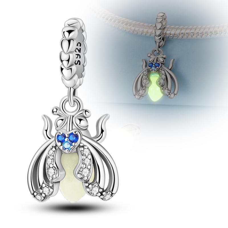 Copper Glow-In-The-Dark Firefly Bee Charm Pendant Fit Original Charms Bracelet Beads For Women Diy Fine Jewelry Gifts