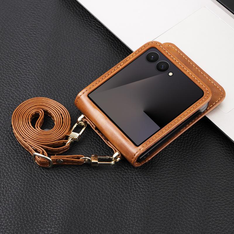 Leder Crossbody Tasche für Samsung Galaxy Z Flip 7/6/5/4 5G - Flip Phone Hülle für Damen