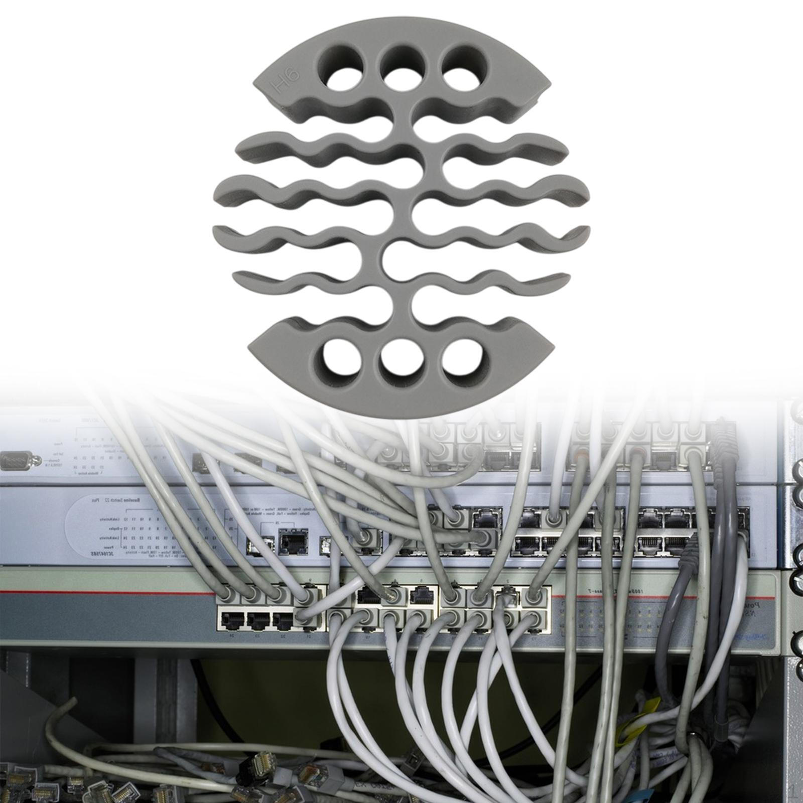

Network Cable Bundle Comb Fits Category 6 Cord Holder Ergonomic Design Sturdy Dia. 3inch for Server сірий