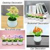 DIY Handwoven Mini Potted Flower Rose Tulip Daisy Office Desktop Ornamental Plant Woolen Thread Finished Product Home Decoration