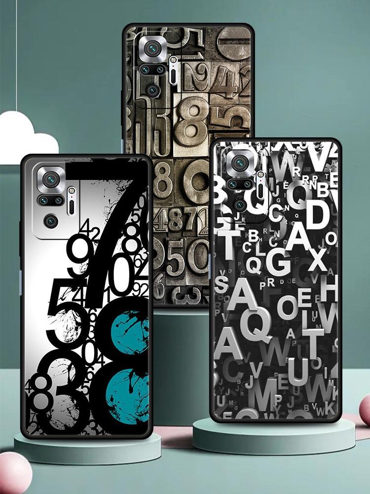 Number Pattern Phone Case Cover for Redmi 14C 10C Note 15 14 13 12 10 11 K40 Pro Plus 5G Soft TPU Shockproof Shell Fundas Capas