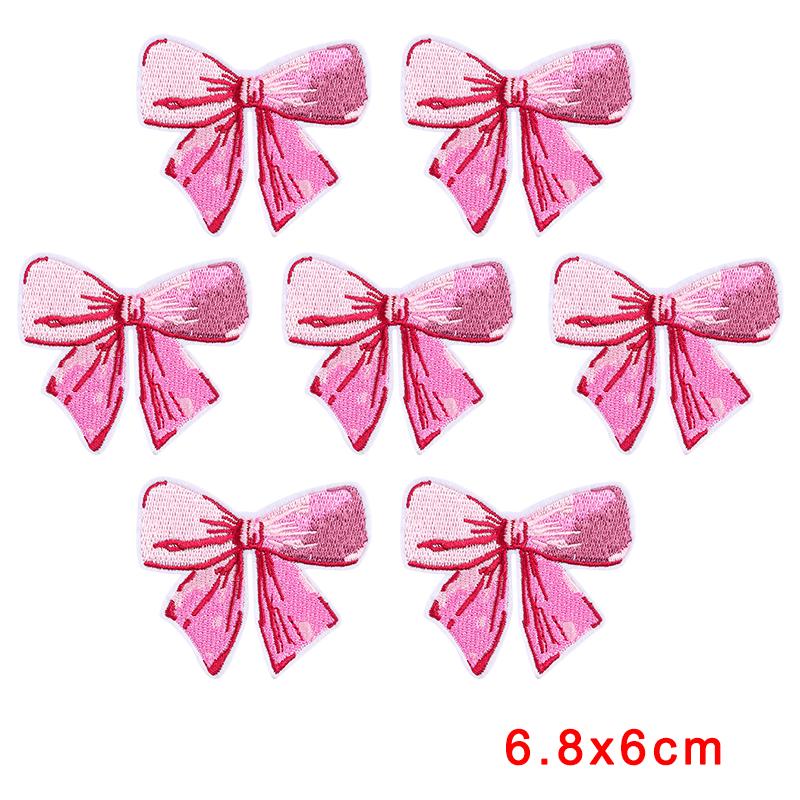 10PCS Wholesale Pink Bow Crown Lips Embroidery Patches For Clothing DIY Thermoadhesive Patches On Clothes Iron On Patch Backpack