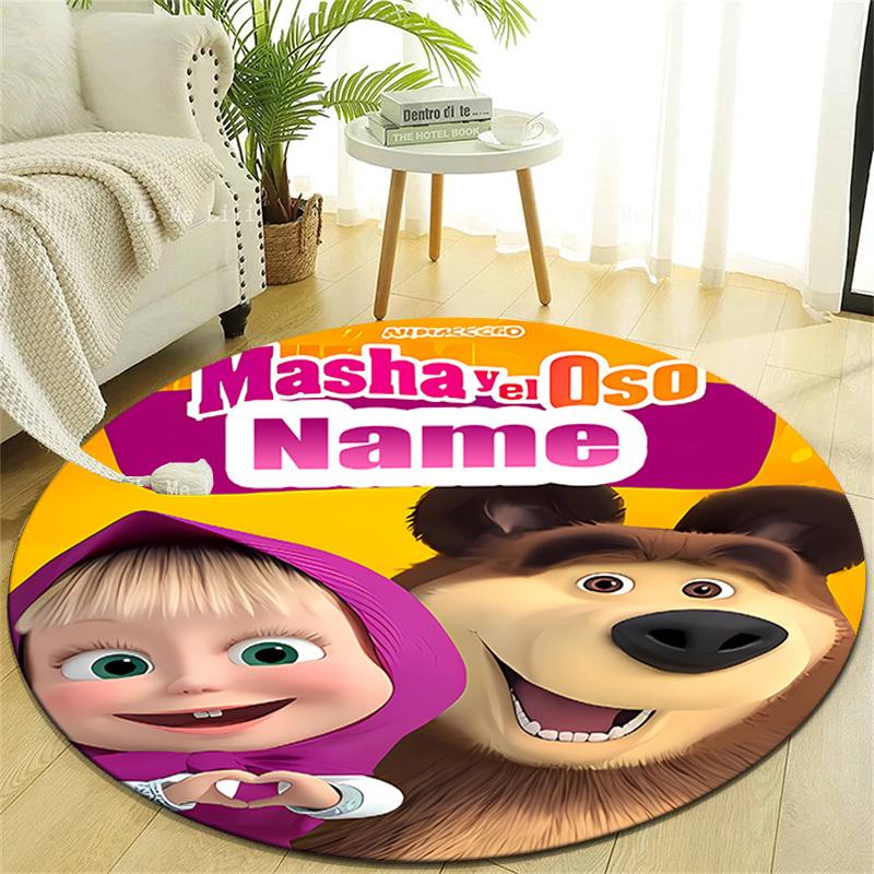 Personalized M-Masha and the Bear Round Chair Office Rug - Perfect for Mat, Office Chair & More - Ideal Gift for Birthdays and Holidays