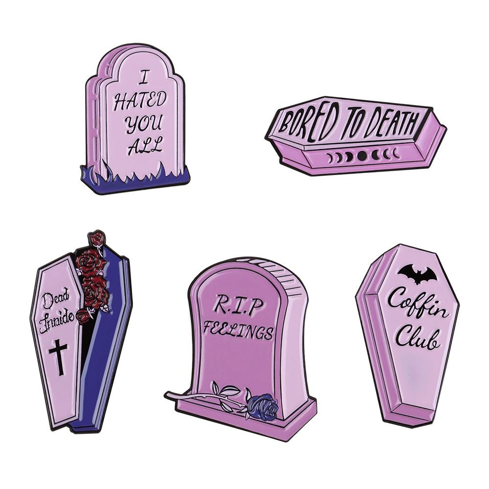 

Панк-стиль Мода Женщины Ювелирные изделия Креативная булавка Ужасы Аксессуары Надгробная булавка Мемориальная брошь