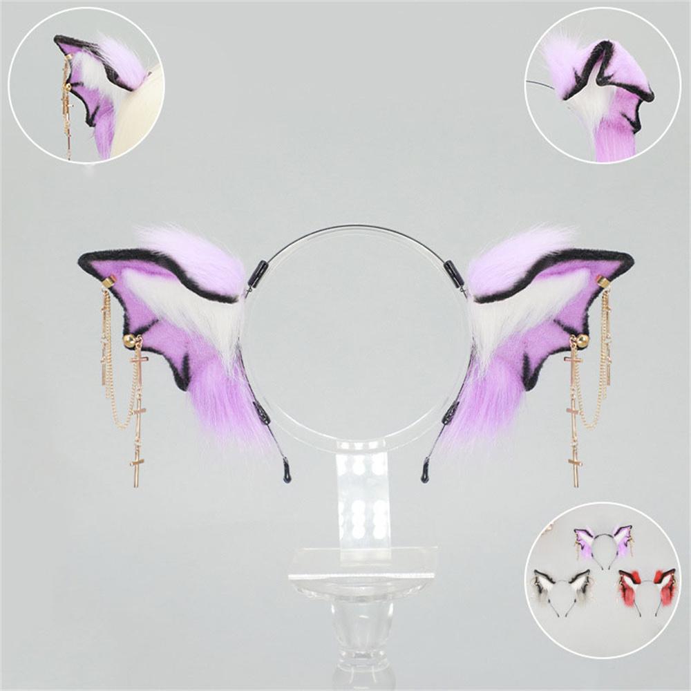 Halloween Fluffy Bat Wing Hairband Demon Cosplay Prop Subculture Animal Beast Ear Gothicism Headpiece Role Playing Headgear